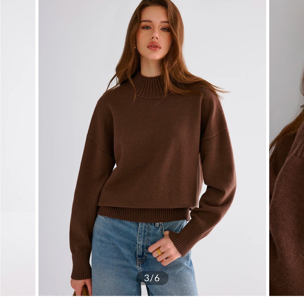 Commense Women’s Brown Mock-Neck Sweater
